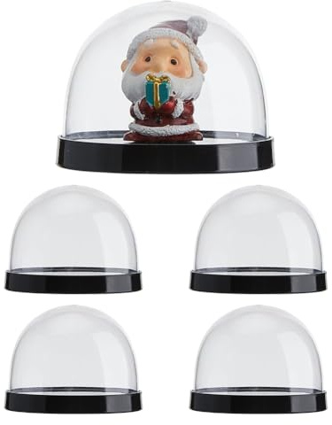 SUPERFINDINGS 4 PCS Cloche en Verre en Bois pour Noël Socles 3.07pouce Socles de présentation Cloche avec Base Noire Dôme en Verre Rond pour la Décoration de Fleurs Objets de Collection Artisanat