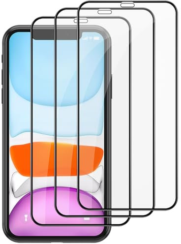 YLK 3 Pezzi Vetro Temperato per iPhone XR/iPhone 11(6.1), Pellicola Prottetiva Bordo Nero, HD Chiaro Pellicola Protettiva a Copertura Totale per iPhone 11/ iPhone XR (3)