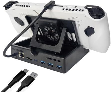 CPAOWEHF Versatile Gaming Stand Dock Station Portable Adjustable Cooling for RogAlly Game Console with PD60W USB3.0 Port