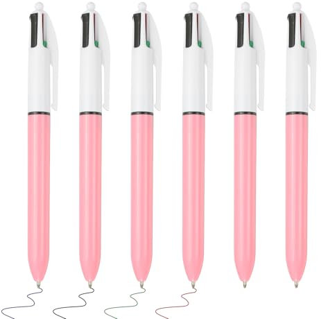 PATIKIL 4 Couleurs Stylo Bille Rétractable, 6Pcs Stylos Plastique 1.0mm Pointe Baril Stylos Écriture pour Bureau Femmes Cadeau Prise de Notes Journal Intime, Pink
