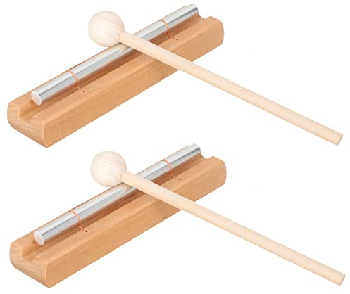 Meditationshandglocke mit Schlägel für Yoga und Meditation | Lehrer Erinnerungsglocken, Aluminium und Holz, Klarer Klang mit Langer Schwingung, 2 Stück