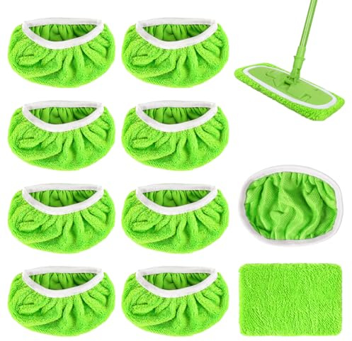 10 Stück Bodenwischer Ersatzbezug Nachfüllpack für Swiffer, 25,4x11,5 cm | Tuch Waschbar Wischmopp Bezug, Trockene Feuchte Bodentücher, Mop Pads Wischbezüge für Swiffer