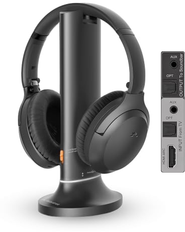 Avantree Opera Aura - Auracast Kabellose TV Kopfhörer mit HDMI ARC | TV Audiosystem für Senioren & Hörgeräteträger, Klare Stimmen, Lautstärkeverstärkung & Audio-Sharing, Optischer Pass-Through