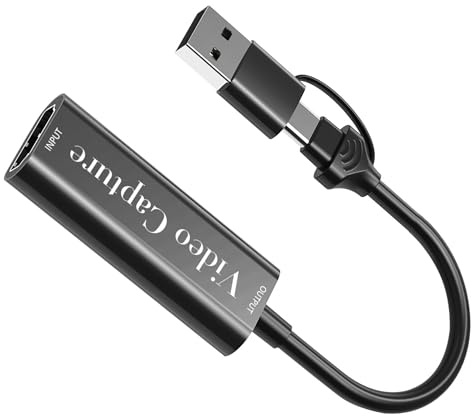 Capture Card 4K HDMI Capture Card to USB Adapter Video Capture Card Device | Full HD 1080p Record Low Latency Plug Play Compatible with Windows Mac Switch Console Game PC Camera Streaming Teaching Call