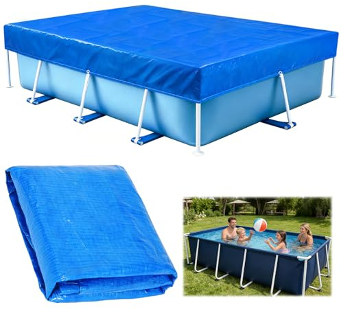 Cobertor Piscina Rectangular, Cubierta de Piscina Rectangular, Lona Cubre Piscina per Verano y Invierno, Fundas para Piscinas Plegable, Funda Piscina, UV-Resistente, Resistente al Agua al Polvo