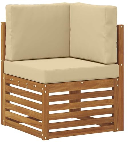 vidaXL Outdoor Ecksofa Massivholz Akazie Natur, Balkonmöbel, modernes Gartendesign, wetterfest für entspannte Stunden im Freien, modulares Sofa