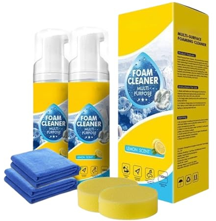 Foam Cleaner Multi Purpose, 4-In-1 Multi-Purpose Foam Cleaner for Car Interior, Kitchen Grease, Bathroom Tile and Sofa Upholstery (2pcs)