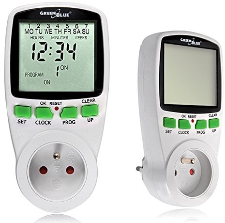 Greenblue GB105 Contador Digital Temporizador semanal Salida 16 Prog., Enchufe francés