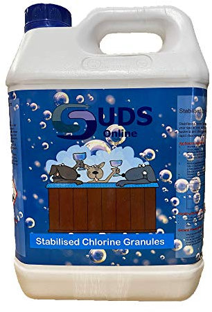 SUDS-ONLINE Stabilised Chlorine Granules 5KG – Long-Lasting Pool & Spa Sanitiser – Chlorine Treatment for Swimming Pools, Hot Tubs & Spas