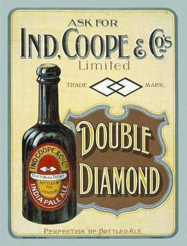 Ind Coope Double Diamond India Pale Ale IPA. Flasche Bier. Alte Vintage-Werbung für Kneipe, Bar, Haus, Zuhause oder Küche. Wandschild aus Metall/Stahl., stahl, 30 x 40 cm