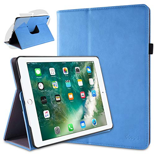 doupi Deluxe Schutzhülle für iPad Pro 9.7 Zoll, Smart Case Sleep/Wake Funktion 360 Grad drehbar Schutz Hülle Ständer Cover Tasche, blau