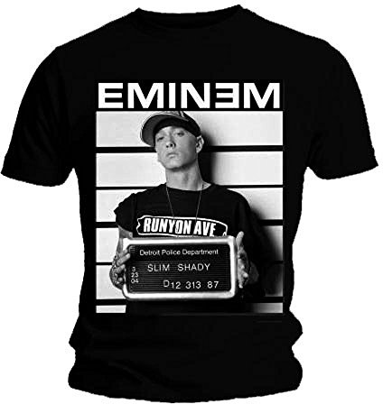 Official T Shirt Eminem Black Arrest Photo Marshall Mathers Mens Small