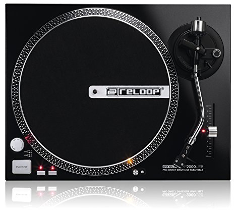 Reloop RP2000 USB DJ Turntable with Quartz Controlled Direct Drive, USB Audio Output & Reloop OM Cartridge
