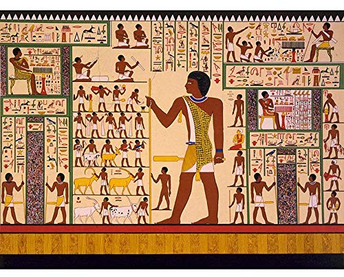 Wee Blue Coo Paintings Drawing Mural Giza Tomb Ancient Egypt Hieroglyphic Art Print Poster Wall Decor Kunstdruck Poster Wand-Dekor-12X16 Zoll