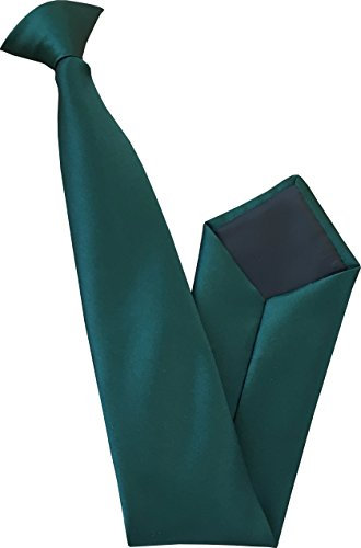 Great British Tie Club 100% Satin Cravate à Clipser - Différentes Couleurs (Vert Bouteille)