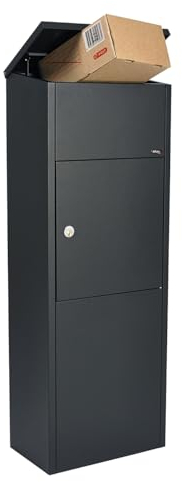 Allux 600 Paketbriefkasten F54612 - XXL Paketbox aus galvanisiertem Stahl, Schwarz