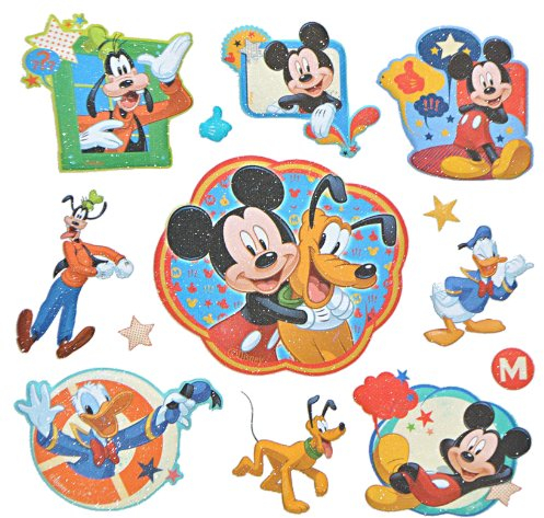 alles-meine.de GmbH 13 STK. 3-D Sticker - Mickey Mouse - Aufkleber - für Textilien Stoff Metall Papier - für Kinder Kind Micky Maus/Textilsticker