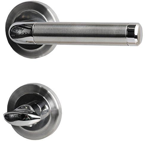 Alpertec Ron - R Messing chrom/Edelstahlfarbig für Badtüren WC Drückergarnitur Türdrücker Türbeschläge, 32888743