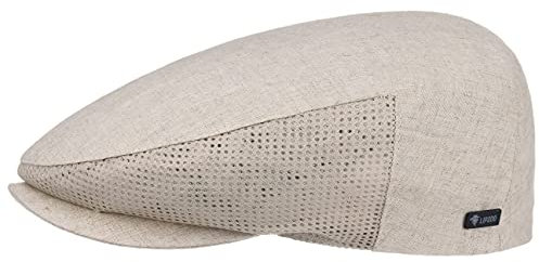 Lipodo Leinen Flatcap Beige Herren Made in Italy Frühjahr Sommer Schiebermütze mit Mesh-Einsätzen Netzfutter beige 63 cm