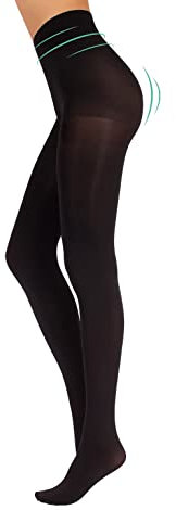 CALZITALY Blickdichte Shaping Strumpfhose | Figurformende Mikrofaser Strumpfhosen | Schwarz | S, M, L, XL | 100 DEN | Made in Italy (XL, Schwarz)