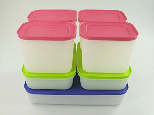 TUPPERWARE Boîte Igloo 1,0 L blanc vert+ 2,25 L blanc pourpre + 1,1 L blanc rose