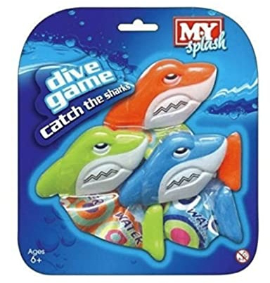 M.Y Splash 4 Pack Dive Sharks with Streamer Tails - Swimming Training Aid