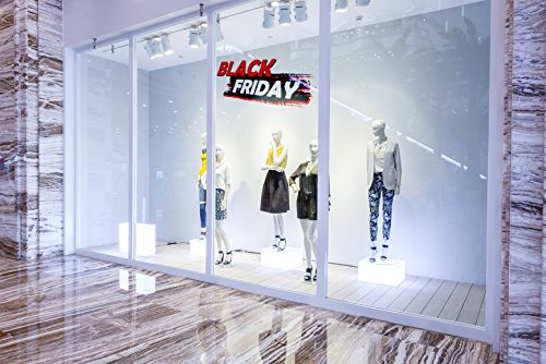 Vinilo Black Friday Escaparates Black Friday Blanco y Negro | 100 cm de largo x 50 cm de alto | Vinilo Adhesivo | Decora tu escaparate | Pegatinas Adhesivas Escaparate | Vinilos para negocios