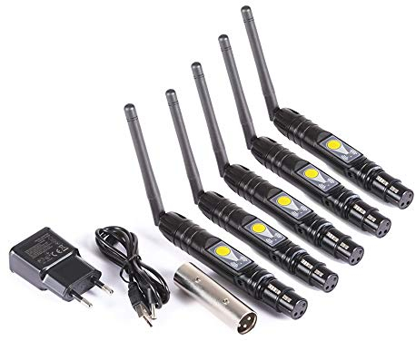 ETEC Professional SET 5x Wireless 2.4G Funk WLAN DMX Sender Empfänger Adapter WiFi kabellos drahtloser Transmitter & Receiver – DJ Club Disco Party Veranstaltung Bühnenbeleuchtung Farbmischung