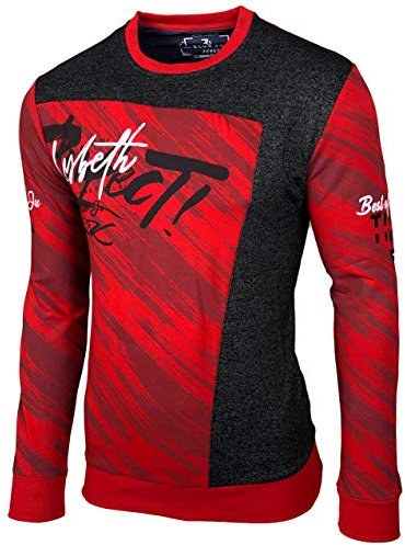 Baxboy Herren Pullover Hoodie Sweatjacke Longsleeve Sweatshirt Jacke Langarm Kapuzenpullover Hoody Sweater 2628, Farbe:Rot_1, Größe:M