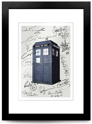 Dr Who Cast All Doctors Signed Autograph A4 Poster Photo Print TV Show Series Season Framed DVD Boxset Memorabilia Gift (BLACK FRAMED & MOUNTED)