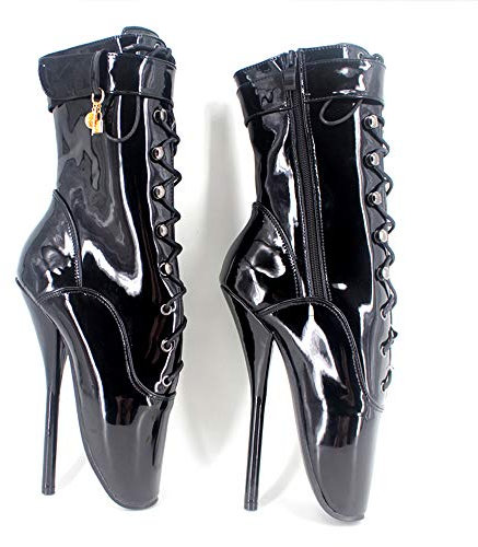 Ankle Ballet Boots Sexy Knöchel Ballett Stiefel Super High Spike Ferse Ballettstiefel Benutzerdefinierte,Black-EU-46