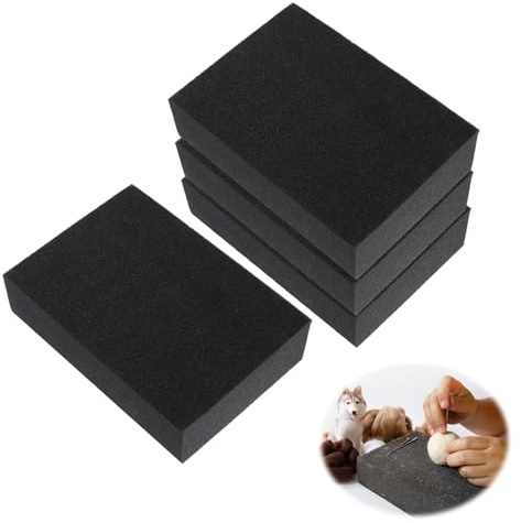 Sharplace 4 Schaumstoffunterlage zum Filzen, Basis-Matte Unterlage zum Filzen, Hochwertige Nadelfilz Unterlage 16x11x3,5cm, Arbeitsunterlage aus Schaumstoff für DIY Handwerk Filzarbeiten, Schwarz