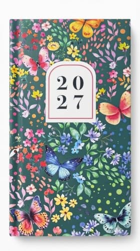 Wochenplaner 2021, schmal, mit Geschenkbox, Wochenansicht, mit Stift: Tropisches Motiv, Pink