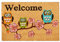 Relaxdays Fußmatte Kokos, mit Welcome Schriftzug & Eulen-Motiv, Türvorleger innen & außen, Kokosmatte 40x60 cm, Natur