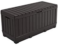Keter Kentwood Auflagenbox mit Holzoptik, 350l Kapazität, braun, Kissenbox, 128x53.6x59cm, wetterfest