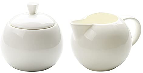 Bicuzat Ensemble sucrier et crème en porcelaine blanche pure avec couvercle - 300 ml