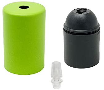 Lampenfassung E27/Rosette aus Metall, rechteckig, Farben: Weiß, Schwarz und Rusty (Grüner KIWI)