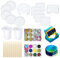 Allazone 12 Pack Coaster Silicone Resin Moulds Silicone Coaster Storage Box Mould, Storage Box Bottle Epoxy Casting Muold with Glitter, Gold Flakes for DIY Art Craft Cup Mat