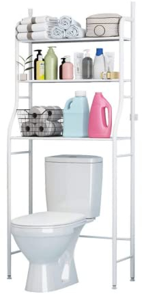 MAGIC SELECT Estantería de Baño sobre Inodoro Blanco | Ahorra Espacio con 3 Baldas | Estante Almacenamiento Impermeable | Patas Ajustables en Altura (E5477)