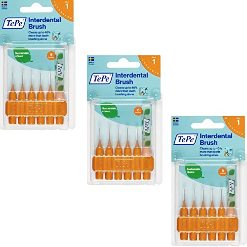 TePe D-A-CH GmbH 3 x 6 Interdental Brush Size 1 Orange 0.45mm Oral Care Back Teeth Gums Cleaning