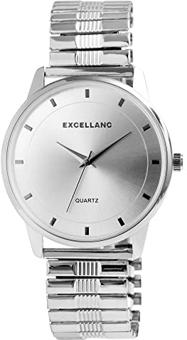 Excellanc Herren-Uhr Edelstahl Zugband Analog Quarz 2700027 (silberfarbig)