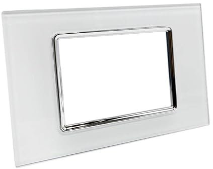 Vetrineinrete® Placchetta per interruttore in vetro a 3 4 7 posti bianca cassetta 503 compatibile con living light supporto cover (3 Posti)