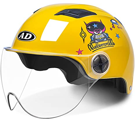 3/4 Open Face Motorradhelme Erwachsener Sommer Fahrrad Halbhelm Männer Frauen Scooter Jet Light Atmungsaktiver Street Cruiser ECE/DOT-zugelassener Helm,Lemon Yellow,One Size