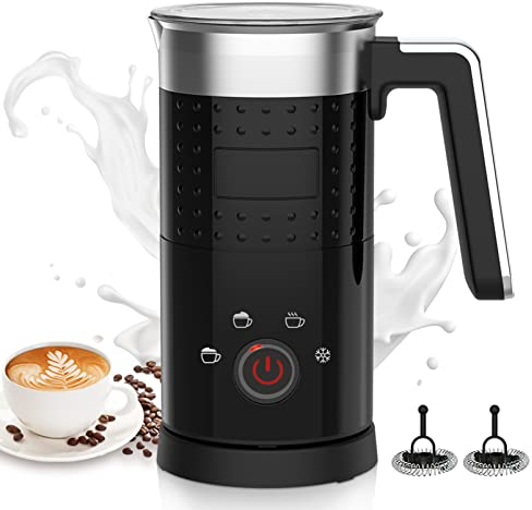 4 in 1 Electric Milk Frother: 350 mL Large Capacity Electric Milk Steamer for Hot and Cold Milk Froth - Automatic Milk Frother & Warmer for Latte, Cappuccinos, Macchiato, Hot Chocolate
