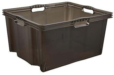 keeeper Multi-Box XXL Aufbewahrungsbox mit integrierten Griffen, 44 l, 52 x 43 x 26 cm, Franz, Crystal Grey
