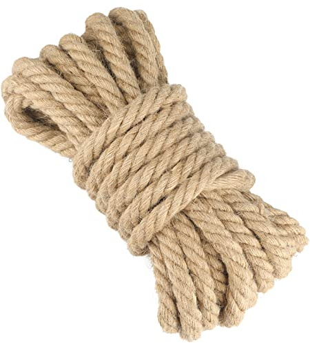 KINGLAKE 16mm Thick Jute Rope String 10m 4-Ply Hemp Rope Strong Jute Garden Twine For Wrapping, Home Decoration, Gardening Bundling