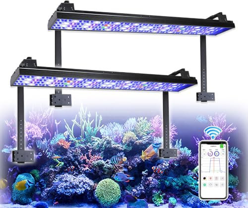 PopBloom H75 LED Aquarium Light Reef Lampe Aquarium Beleuchtung Led Meerwasser Led für 180cm 72inch Aquarium Marine Reef (2 H75 WIFI mit Armhalterung)