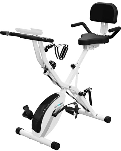 KURONO Stationärer Heimtrainer |2024 Upgraded 4 IN 1 Foldable Indoor Cycling Bike für Senioren | 330LB Kapazität, 16-stufiger magnetischer Widerstand, Sitzlehnenverstellung
