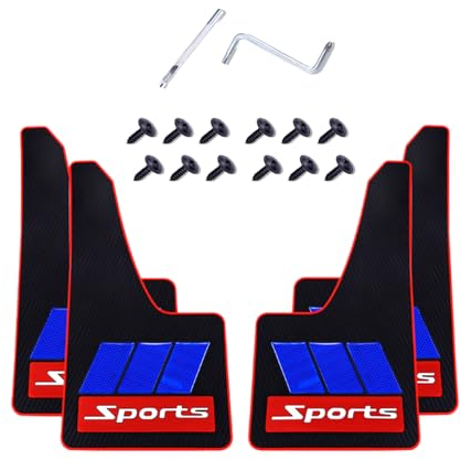 4 Stück Reflektlicht Auto Schmutzfänger Universal Kotflügel Abdeckung Spritzschutz Lang (Rot Blau)