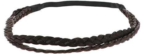Mittelbraunes Geflochtenes Haarband - Einfarbiges Damen Hairband - Dünnes elastisches Stirnband Einheitsgröße - Headband für die Hochzeitsfrisur - Original Look Boho, Hippie Chic